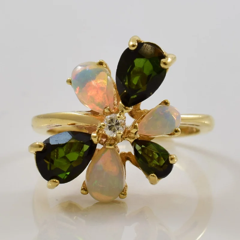 Jewelry Clearance – Final Chance To Save Big Multi Gem Floral Cocktail Ring | 1.27ctw, 0.90ctw, 0.04ct | SZ 5.75 |