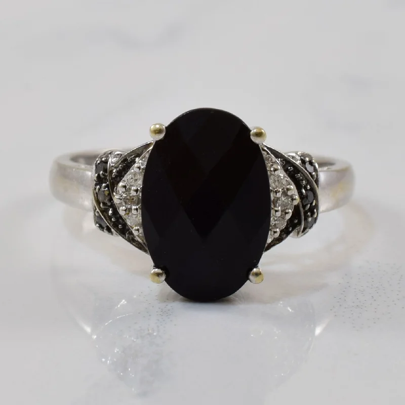 The Perfect Jewelry Piece At The Perfect Price Oval Onyx & Diamond Ring | 3.82ct, 0.06ctw | SZ 7.25 |