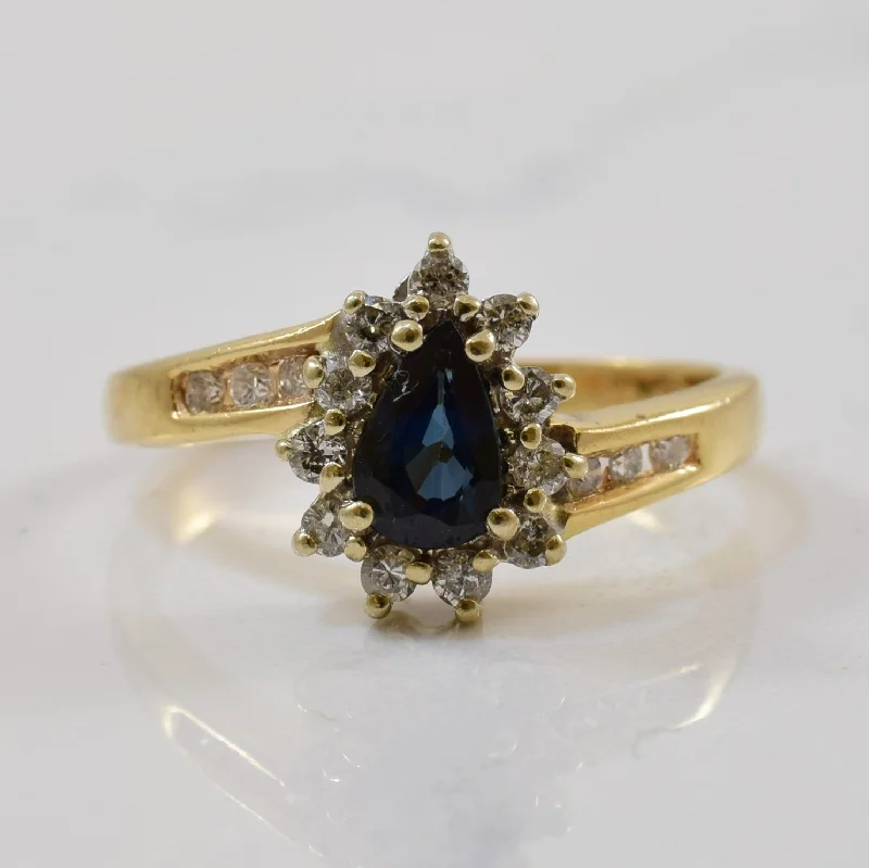 Shop Modern Jewelry Collections With Exclusive Discounts Pear Cut Blue Sapphire & Diamond Bypass Ring | 0.45ct, 0.17ctw | SZ 4.75 |