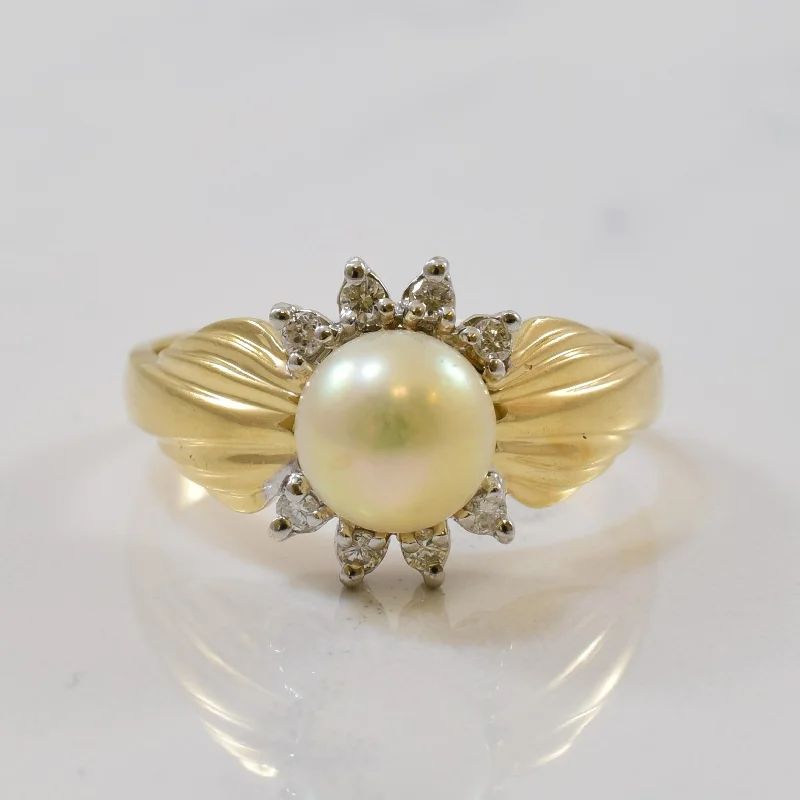 Premium Diamond Jewelry For Unforgettable Moments Tapered Pearl & Diamond Ring | 1.85ct, 0.08ctw | SZ 6.25 |