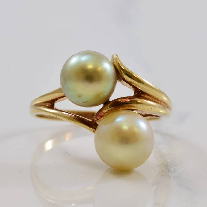 Everyday Jewelry Essentials Now On Sale Split Shank Pearl Bypass Ring | 2.90ctw | SZ 6.75 |
