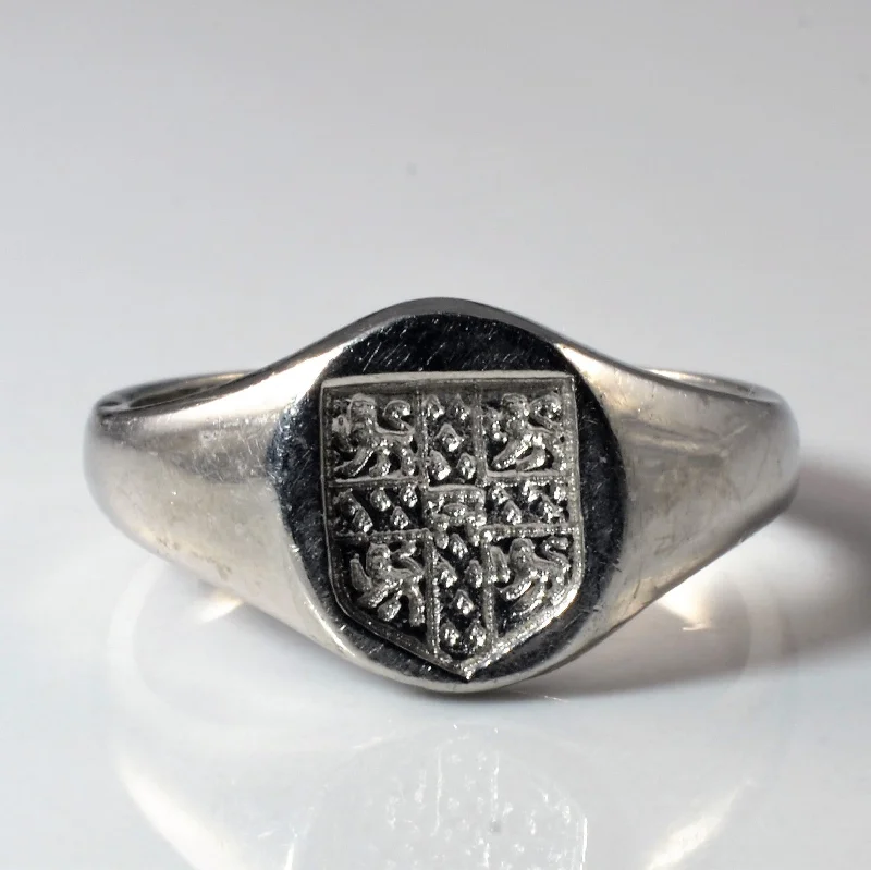 Stunning Jewelry At A Fraction Of The Price Platinum Shield Signet Ring | SZ 6.5 |