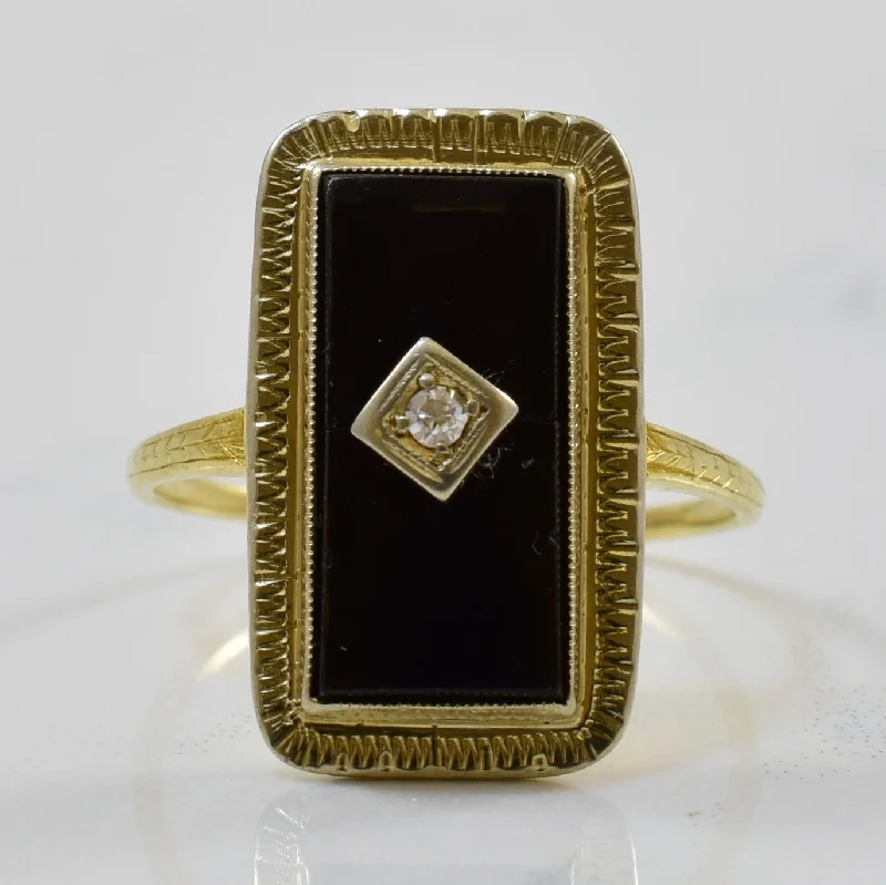 Unlock Unbeatable Jewelry Deals Before They’Re Gone 1930s Rectangle Onyx & Diamond Ring | 2.84ct, 0.02ct | SZ 7.75 |