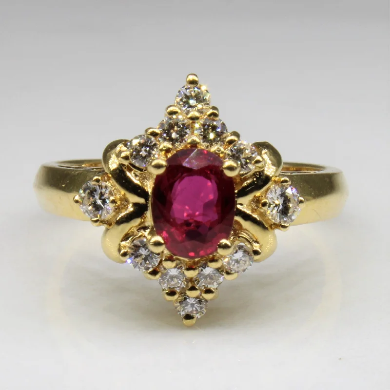 Shop Dazzling Jewelry At The Best Prices Ruby & Diamond Engagement Ring | 0.82ct, 0.40ctw | SZ 6.25 |