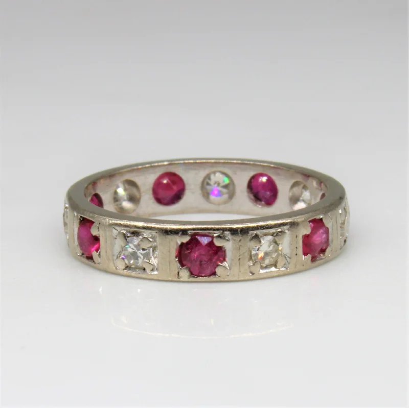 Discover Unique Jewelry With Special Limited-Time Offers Synthetic Ruby & Diamond Eternity Band | 0.50ctw, 0.21ctw | SZ 4.25 |