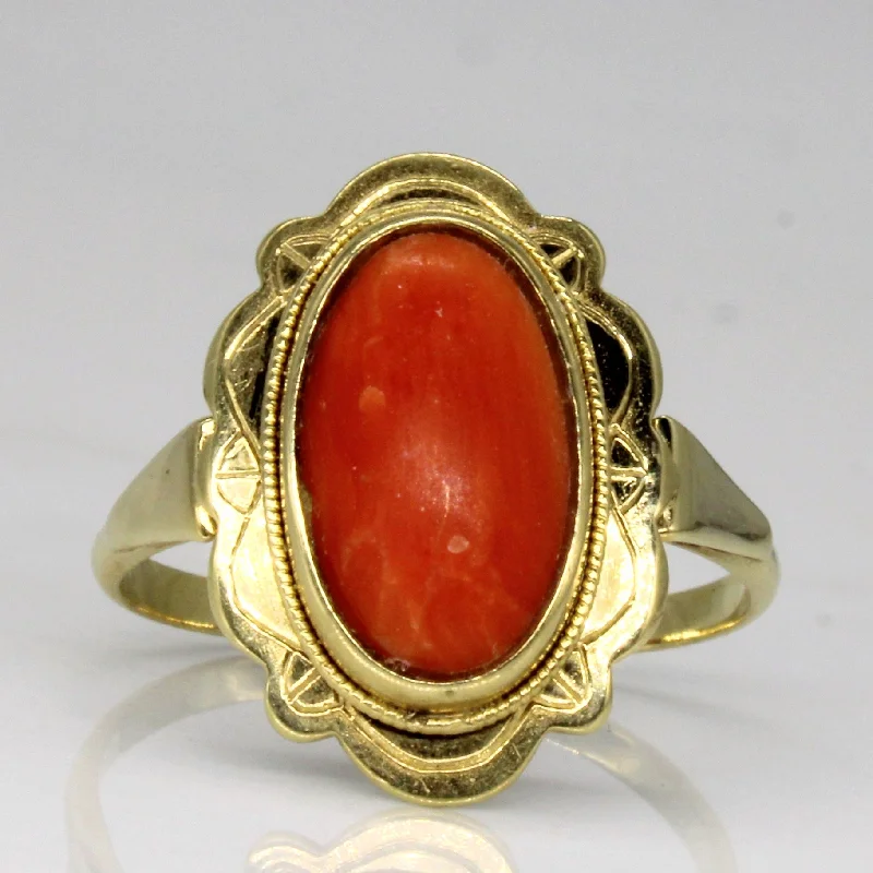 Trendy Minimalist Jewelry For Everyday Wear 1950s Coral Cocktail Ring | 2.17ct | SZ 8 |