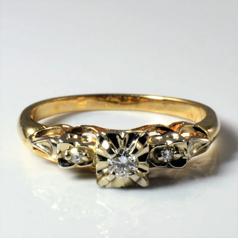 Last Chance To Grab Your Favorite Jewelry At A Discount Retro Three Stone Diamond Ring | 0.12ctw | SZ 7.75 |