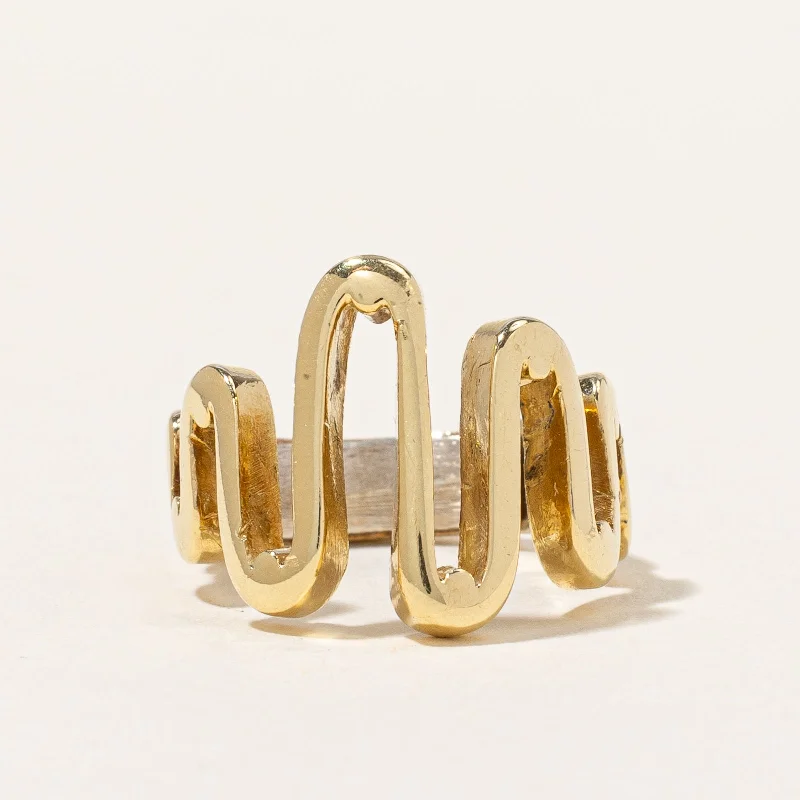Jewelry Sale Bonanza – Grab Your Sparkle Now Yellow Gold Wavy Zigzag Ring | SZ 2.5 |
