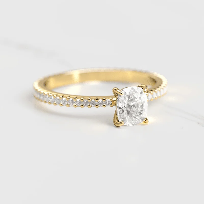 Grab Stylish Jewelry Before The Sale Ends Cushion Full Pave Tapered Diamond Ring