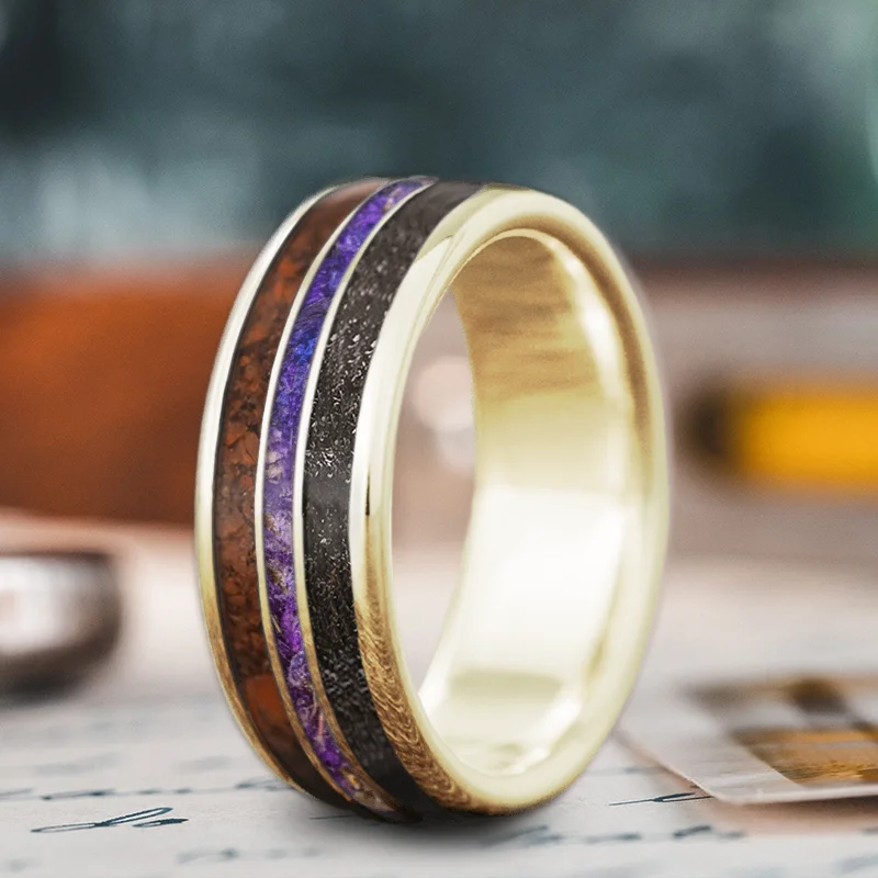 Trending Jewelry Styles Now At Limited-Time Discounts Custom Design - 3-Inlay Narrow Center Kv7E8Zey3M6OHXMhYgWd89Fo