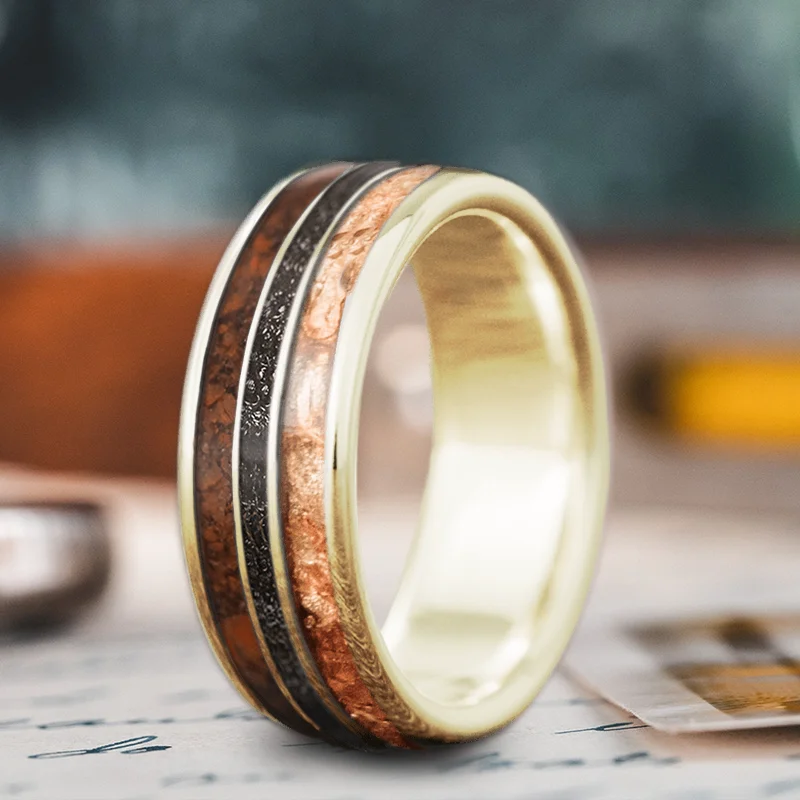 Gorgeous Jewelry, Limited-Time Savings Custom Design - 3-Inlay Narrow Center mDNUwwLGS5qpPhJsDsl0ysTY