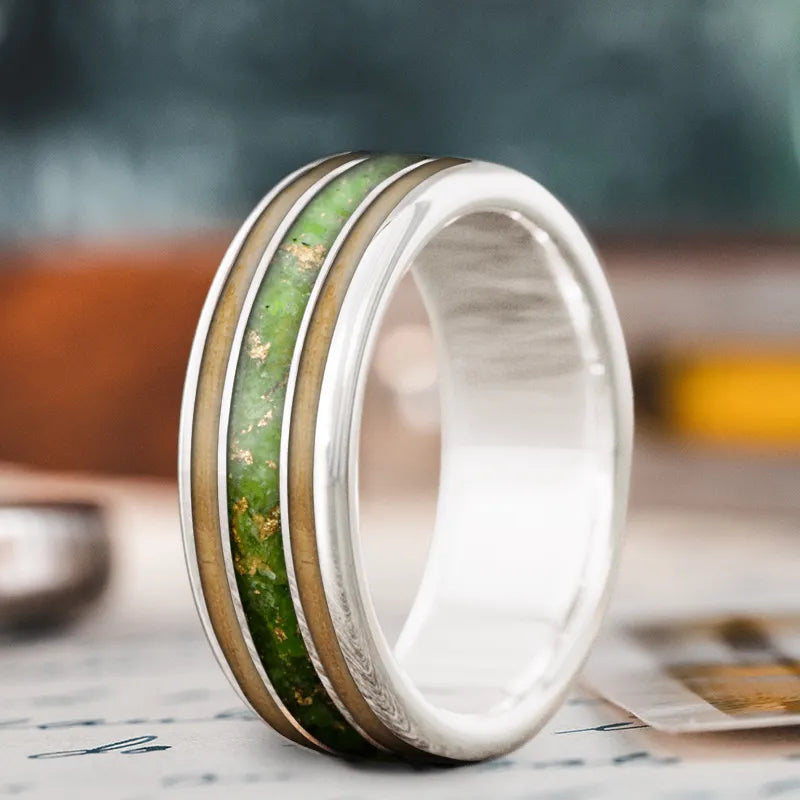 Stunning Jewelry At A Fraction Of The Price Custom Design - 3-Inlay Wide Center Ring 9p2ApB-FWWJiYtUqxVFdEgzG