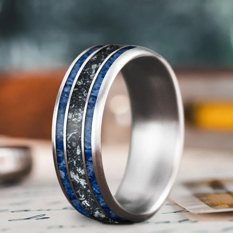 Last Chance To Grab Your Favorite Jewelry At A Discount Custom Design - 3-Inlay Wide Center Ring a2FJBDJ-g8ef6ty7meocMXhV