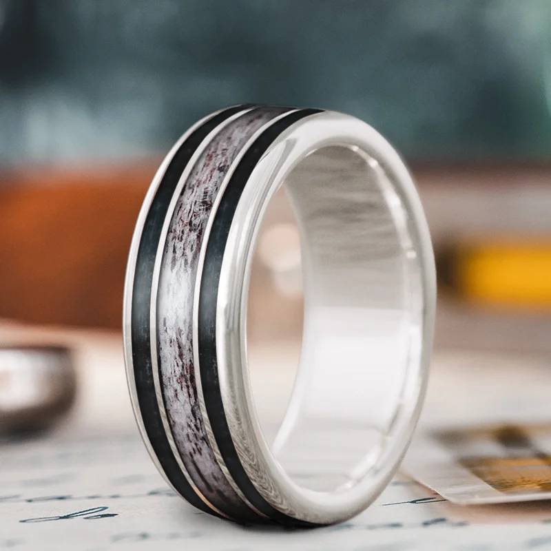 Chic And Stylish Jewelry At Exclusive Prices Custom Design - 3-Inlay Wide Center Ring a4hJQIMICJYBRbFfWa-V_rKr