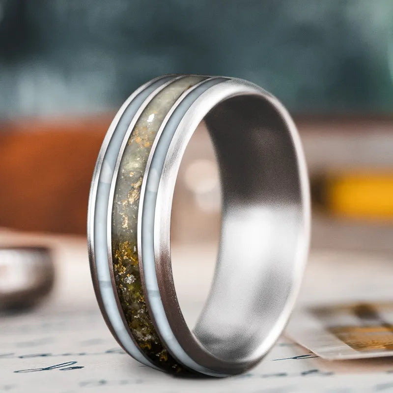 Gorgeous Jewelry, Limited-Time Savings Custom Design - 3-Inlay Wide Center Ring AhzJ044BEHsPuBQ_dsBMCj4v