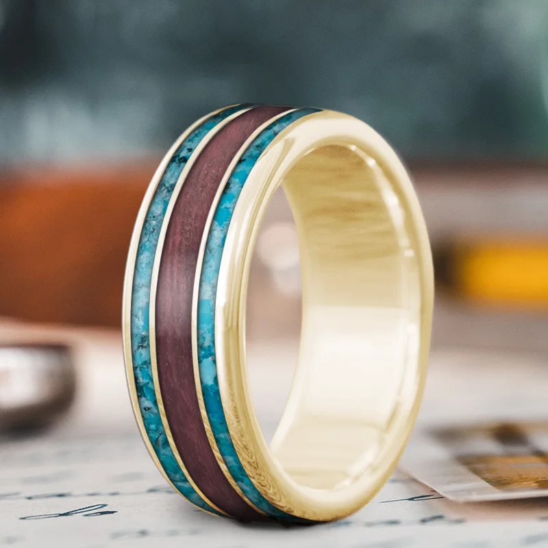 Special Sale On Handcrafted Jewelry – Shop Today Custom Design - 3-Inlay Wide Center Ring B3HsolF3fTNTLiNt_O27f-LO