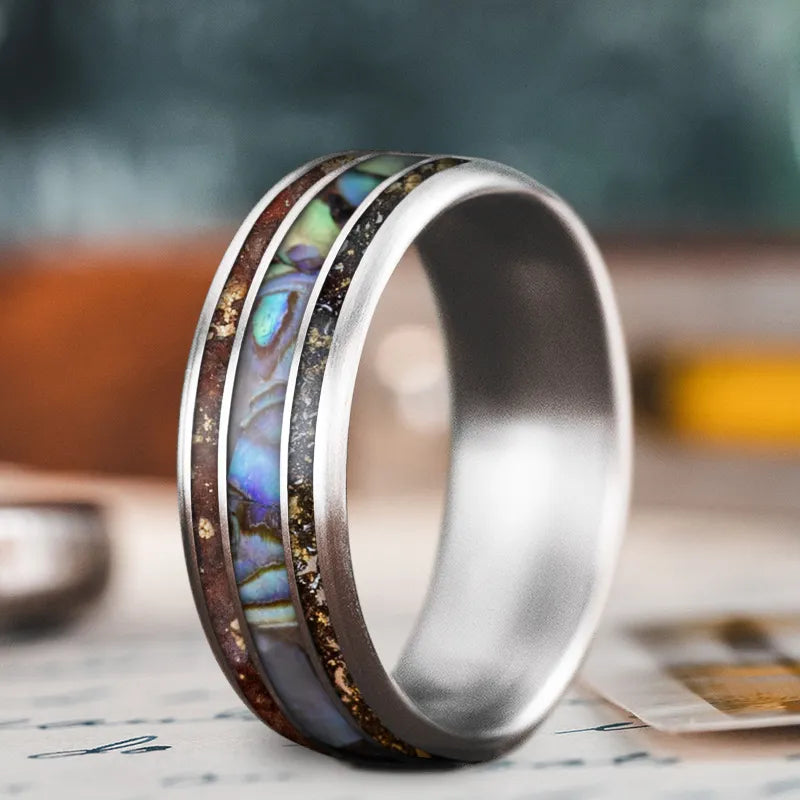 High-End Jewelry, Now More Affordable Than Ever Custom Design - 3-Inlay Wide Center Ring BpCxUX17gr1spKwskbkbOYGh