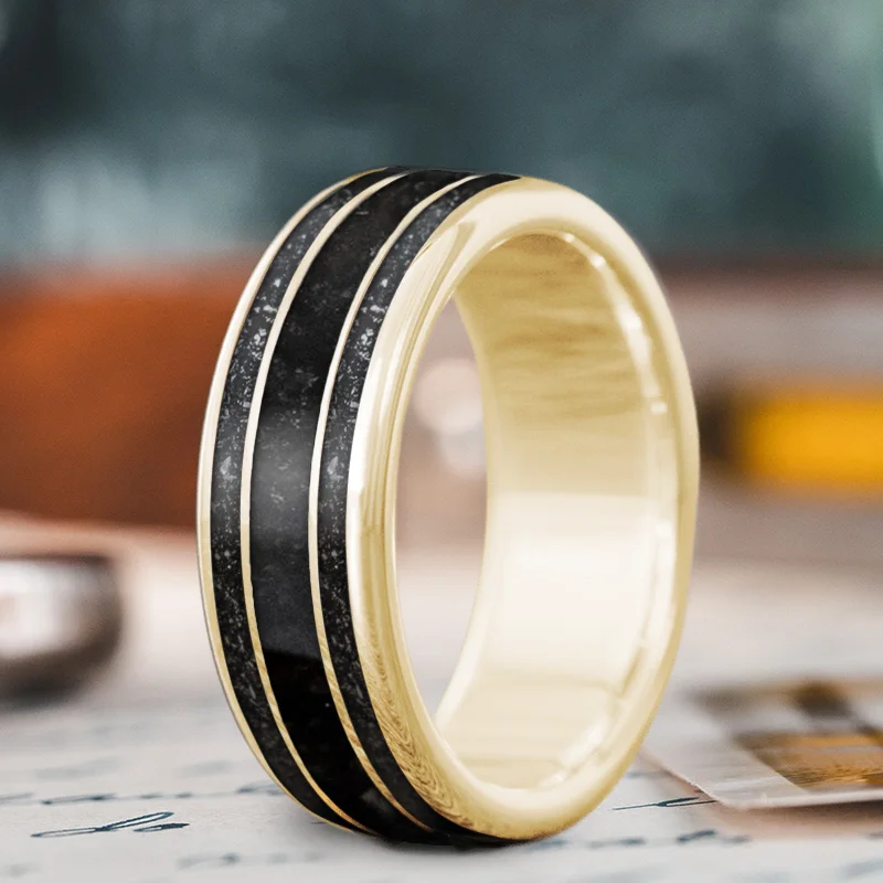 Make Your Outfit Shine With Discounted Jewelry Custom Design - 3-Inlay Wide Center Ring c4LGDUg4jZrHZvs8qWe17Zn9