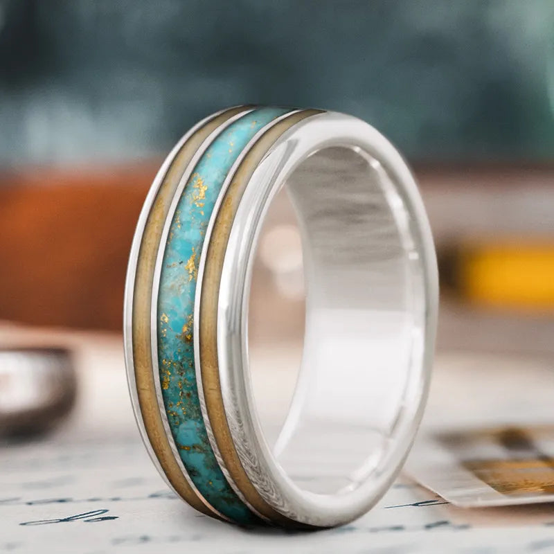 Sparkle For Less – Shop Our Limited-Time Jewelry Deals Custom Design - 3-Inlay Wide Center Ring DKk9l2vpcj0TpajnYUXVh2ci