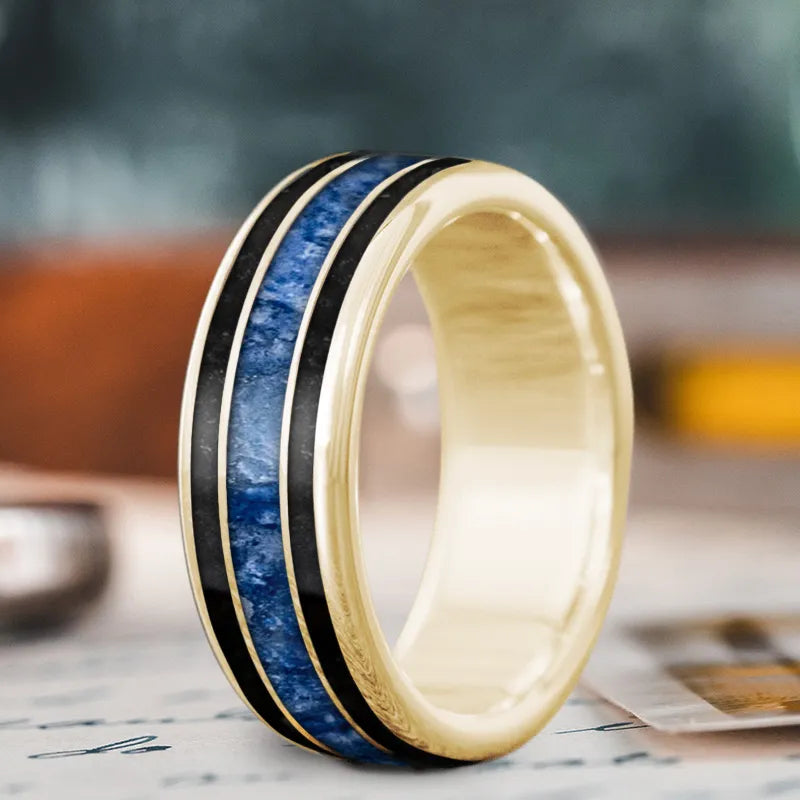 Breathtaking Jewelry At Limited-Time Savings Custom Design - 3-Inlay Wide Center Ring e7VFisF8V1CjZKgSMqMlG6yk