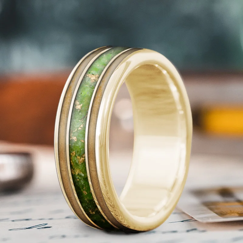 Your Perfect Accessory Now At The Best Price Custom Design - 3-Inlay Wide Center Ring E8tCXrGlQKdAGl9M1X3bNicS