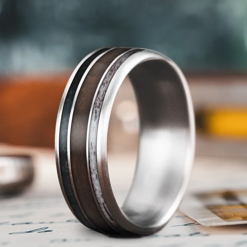 Must-Have Jewelry At Unbelievable Discounts Custom Design - 3-Inlay Wide Center Ring eaa8h_lDFWGR5qcmpAFpCjiF