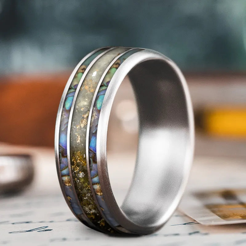 Dainty And Elegant Jewelry Now At Reduced Prices Custom Design - 3-Inlay Wide Center Ring eC4Hmc6Tp-nlmwzGsXtdvM6z
