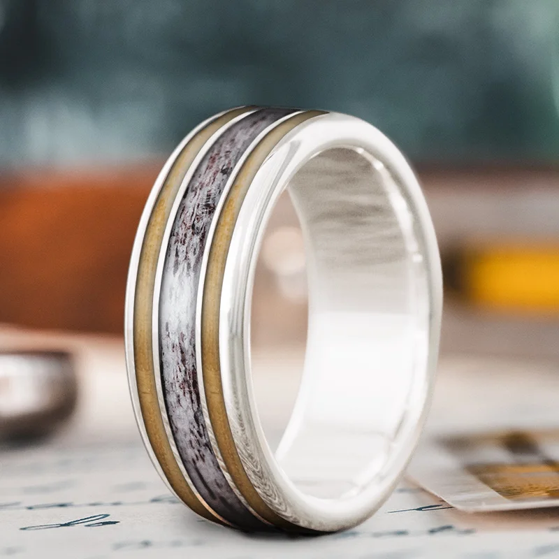 Exclusive Gemstone Jewelry Markdowns – Shop Now Custom Design - 3-Inlay Wide Center Ring EeD22nY8EytI1VtovTOWcGNE