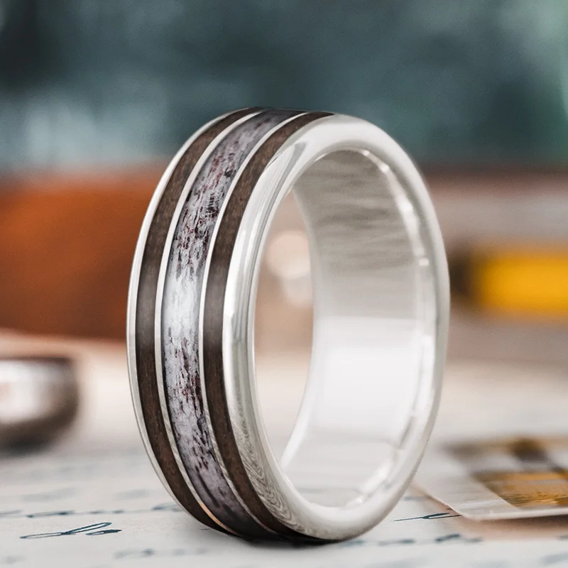 Unmissable Deals On Handmade Jewelry Collections Custom Design - 3-Inlay Wide Center Ring eH0Qtx9yw2meKL1SlWasM8hf