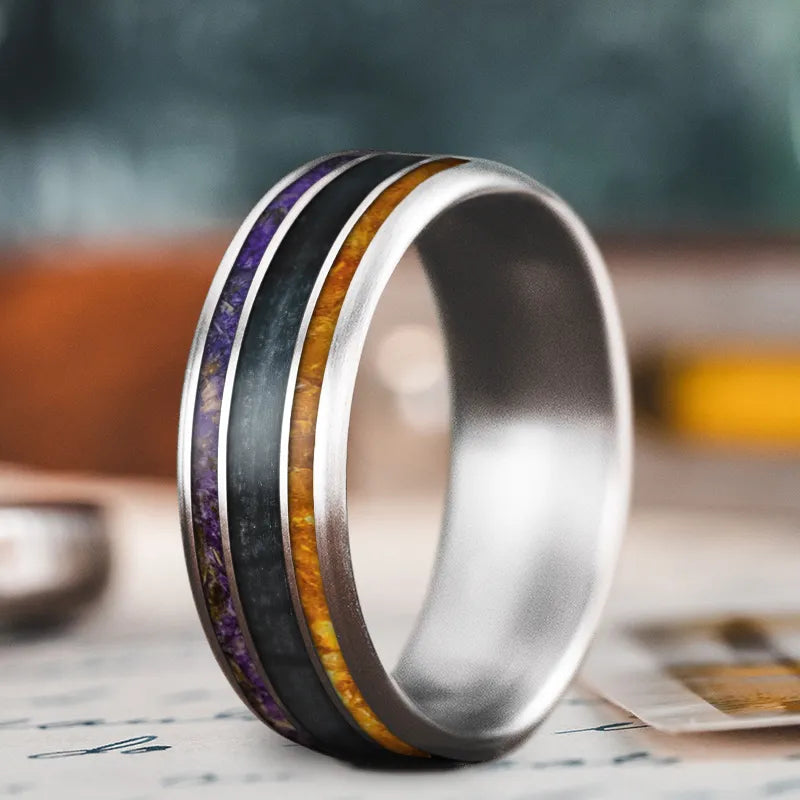 Celebrate Every Occasion With Sparkling Savings Custom Design - 3-Inlay Wide Center Ring EKNEx47QPT4PNJ4wdJcUiMVK