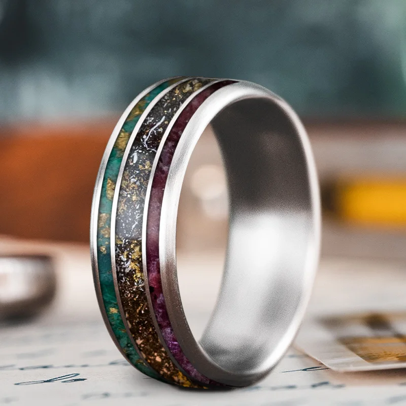 Timeless Jewelry Styles At Wallet-Friendly Prices Custom Design - 3-Inlay Wide Center Ring EmhNiLmrNxA_dCOKwjT2WzAb
