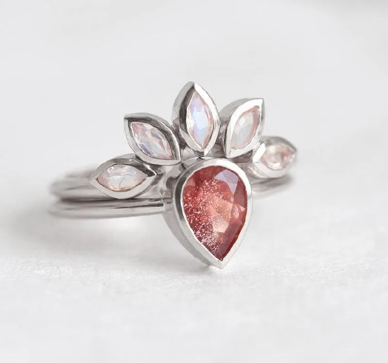 Exclusive Jewelry Sale Event – Shop Now Sunstone Ring Set With Moonstone Engagement Band