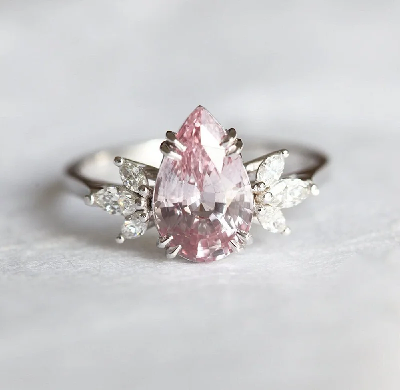 Timeless Elegance Now At Special Discounts Leandra Peach Sapphire Engagement Ring
