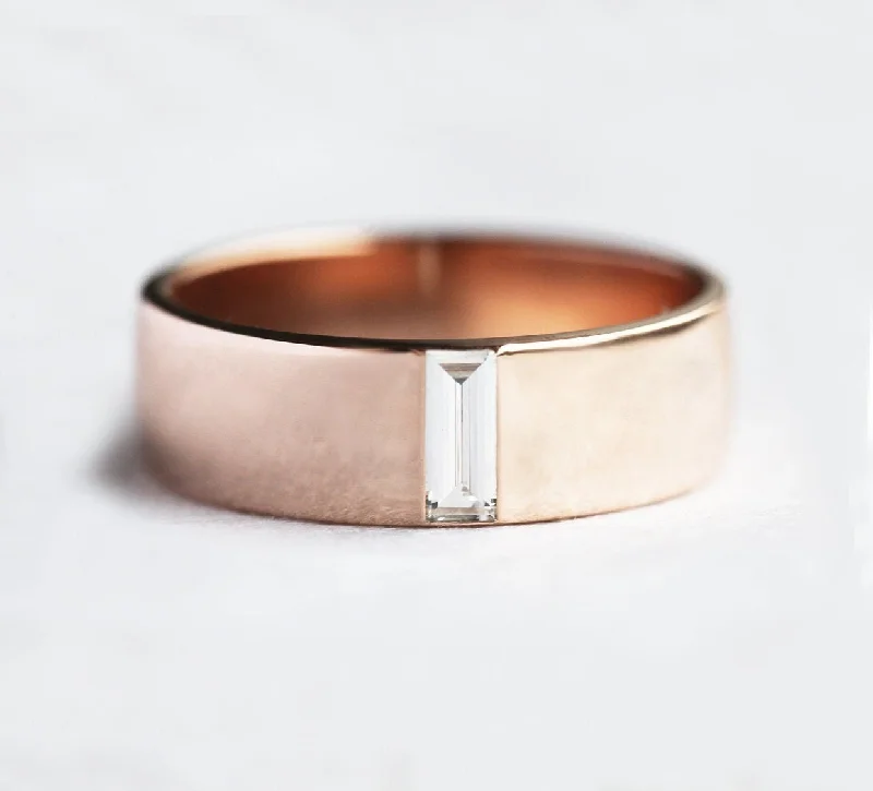 Premium Diamond Jewelry At Once-In-A-Lifetime Discounts Unique Diamond Band, Mens Diamond Ring, Unisex Baguette Diamond Ring, Long Baguette Diamond