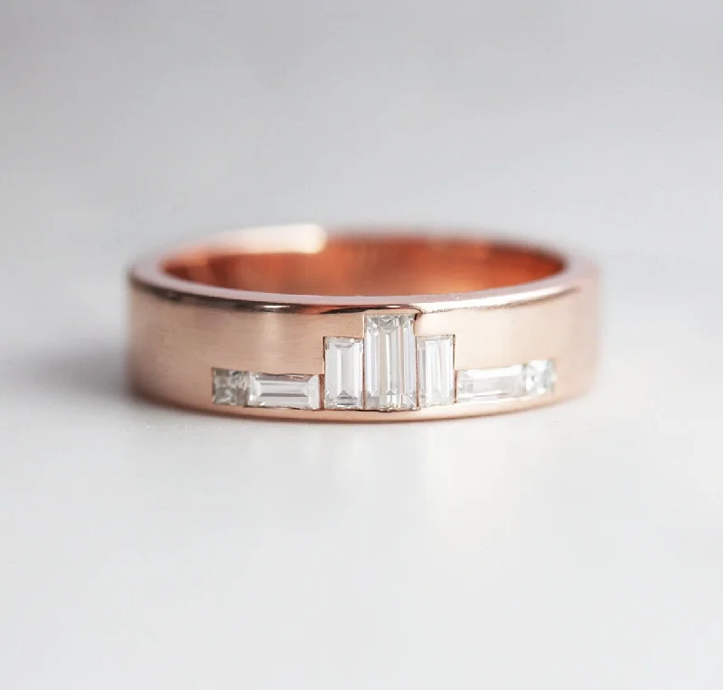 Huge Savings On Premium Jewelry Styles Unique Rose Gold Diamond Wedding Band, Baguette Diamond Wedding Ring