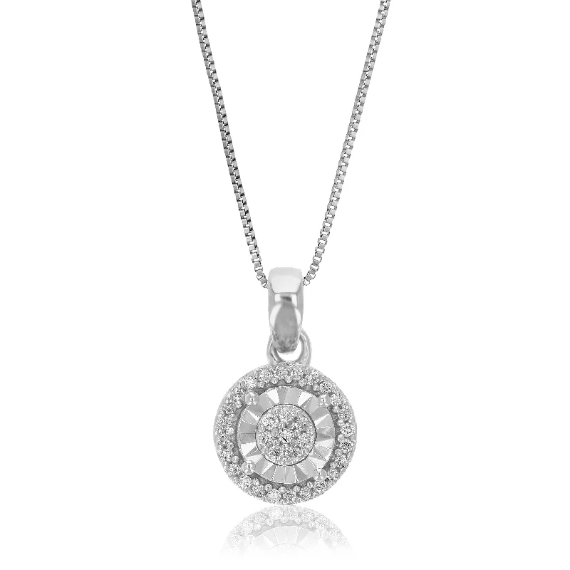 Limited-Time Offer On Premium Jewelry Collections 1/10 cttw Lab Grown Diamond Circle Pendant Necklace .925 Sterling Silver 2/3 Inch With 18 Inch Chain