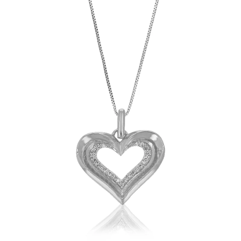 Romantic Heart-Shaped Jewelry For Special Gifts 1/10 cttw Lab Grown Diamond Heart Shape Pendant Necklace .925 Sterling Silver For Women 3/4 Inch With 18 Inch Chain