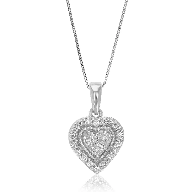 1/10 cttw Lab Grown Diamond Pendant Necklace .925 Sterling Silver 1/3 Inch With 18 Inch Chain