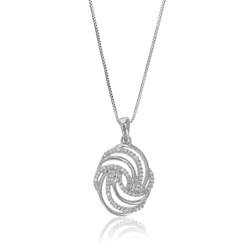 Get The Best Deals On Timeless Jewelry Pieces 1/10 cttw Lab Grown Diamond Prong Set Swirl Pendant Necklace .925 Sterling Silver 2/5 Inch With 18 Inch Chain