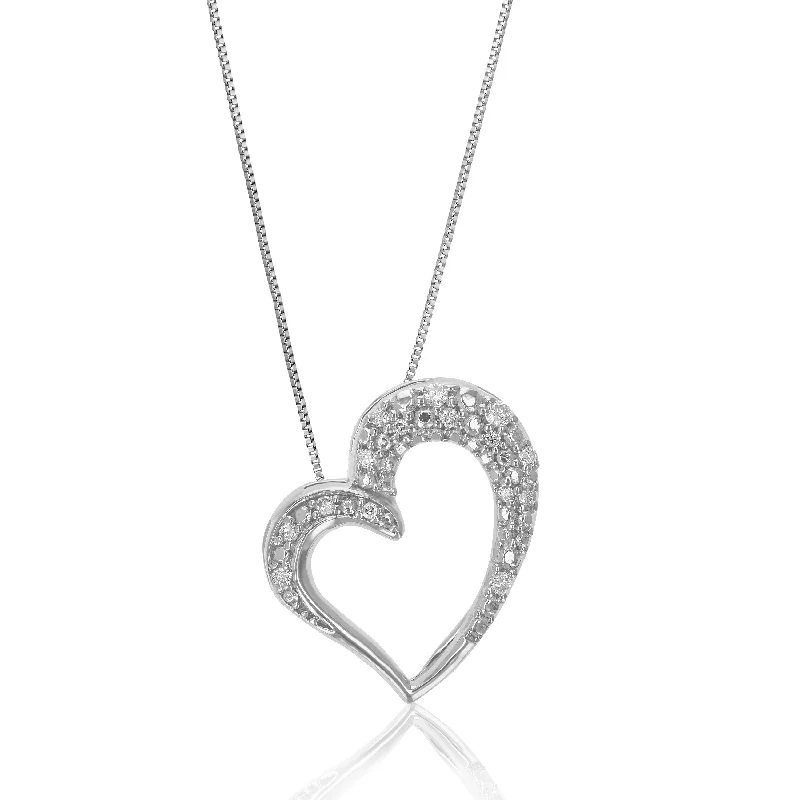 Luxury Jewelry Sale – Sparkle For Less 1/10 cttw Lab Grown Round Cut Diamond Heart Pendant Necklace .925 Sterling Silver 2/3 Inch With 18 Inch Chain