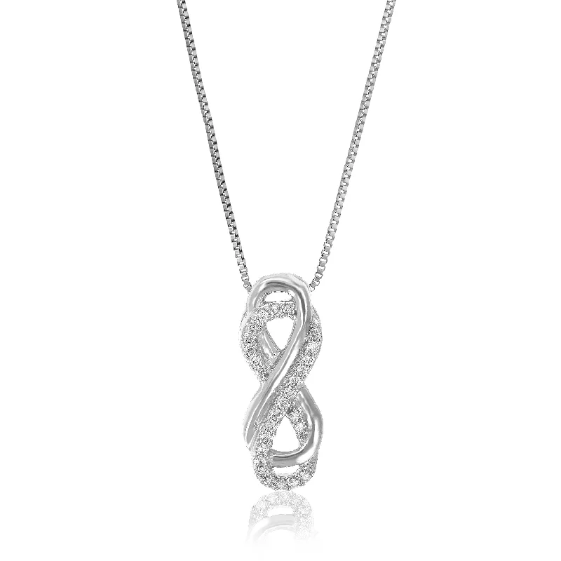 Limited-Time Jewelry Sale – Elegant Styles At Less 1/10 cttw Lab Grown Round Cut Diamond Infinity Pendant Necklace .925 Sterling Silver 1/10 Inch With 18 Inch Chain