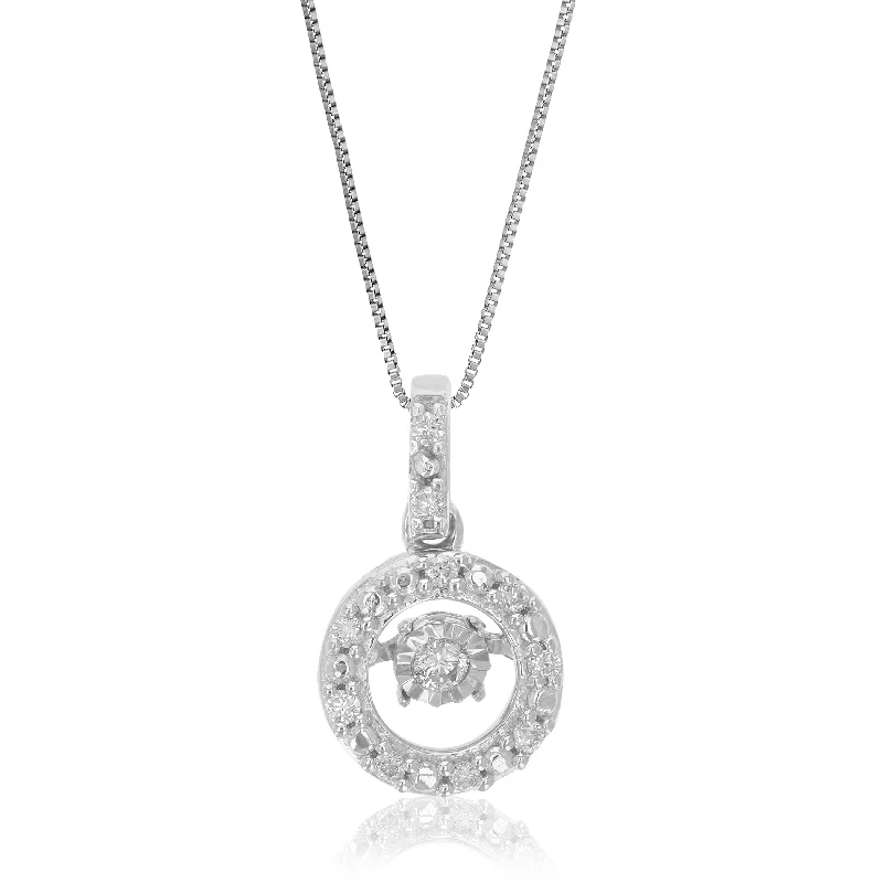 1/12 cttw Lab Grown Diamond Circle Pendant Necklace .925 Sterling Silver 1/3 Inch With 18 Inch Chain