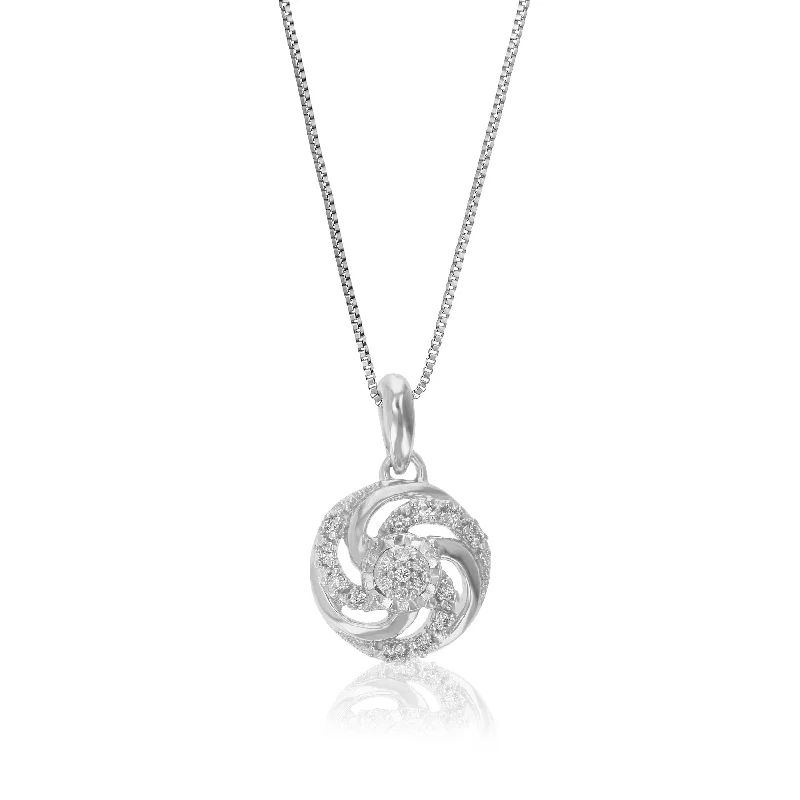 Personalized Jewelry At Special Discount Rates 1/12 cttw Lab Grown Diamond Circle Pendant Necklace .925 Sterling Silver 2/5 Inch With 18 Inch Chain