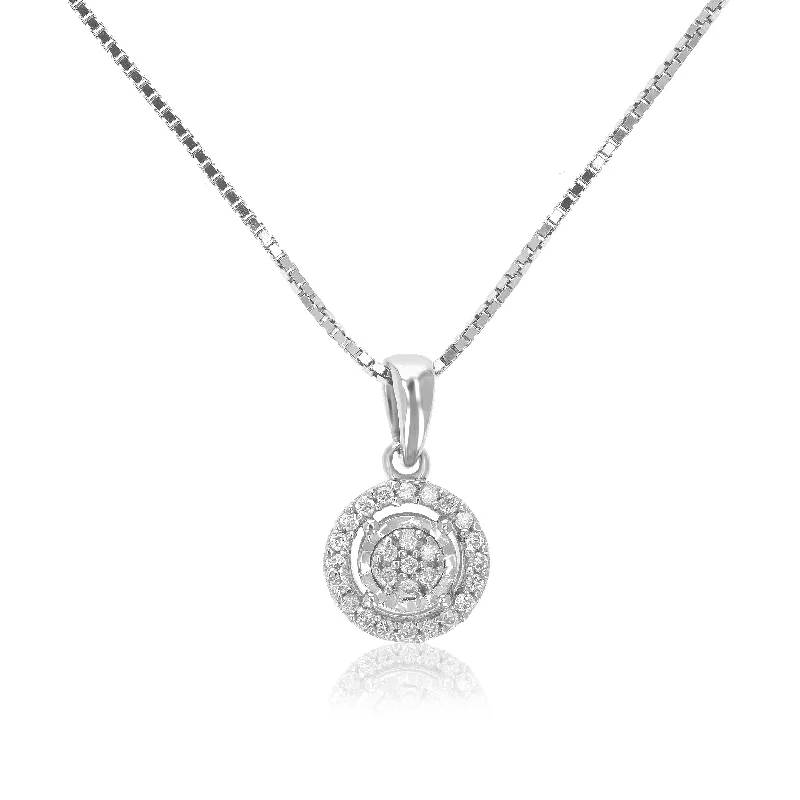 Sparkle In Style With Our Best Jewelry Deals 1/12 cttw Lab Grown Diamond Round Circle Pendant Necklace .925 Sterling Silver 1/3 Inch With 18 Inch Chain