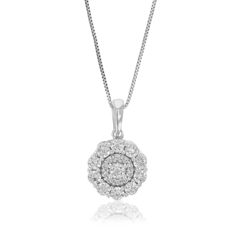 Waterproof Stainless Steel Jewelry For Lasting Beauty 1/12 cttw Lab Grown Round Cut Diamond Accent Pendant Necklace .925 Sterling Silver For Women 1/3 Inch With 18 Inch Chain