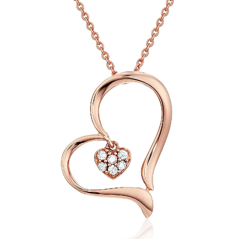 Grab Stylish Jewelry Before The Sale Ends 1/20 cttw Diamond Heart Pendant Necklace 14K Rose Gold with 18 Inch Chain