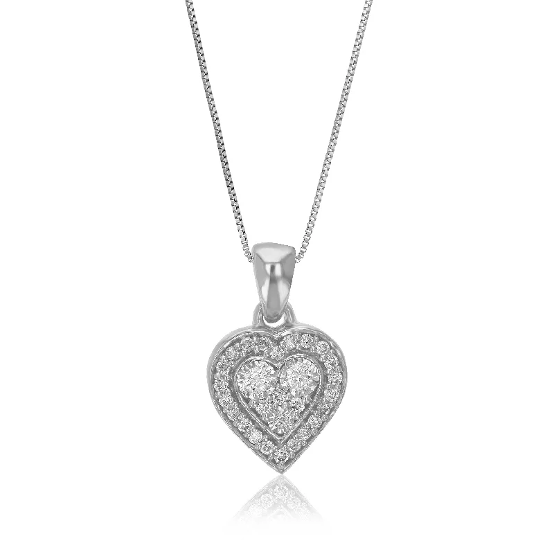 The Jewelry Sale You've Been Waiting For Is Here 1/6 cttw Lab Grown Diamond Heart Pendant Necklace .925 Sterling Silver 1/3 Inch With 18 Inch Chain