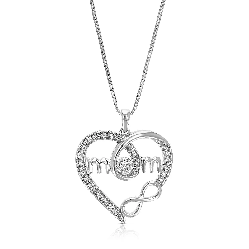 Personalized Engraved Jewelry For Meaningful Gifts 1/6 cttw Lab Grown Diamond Heart Pendant Necklace .925 Sterling Silver 1 Inch With 18 Inch Chain
