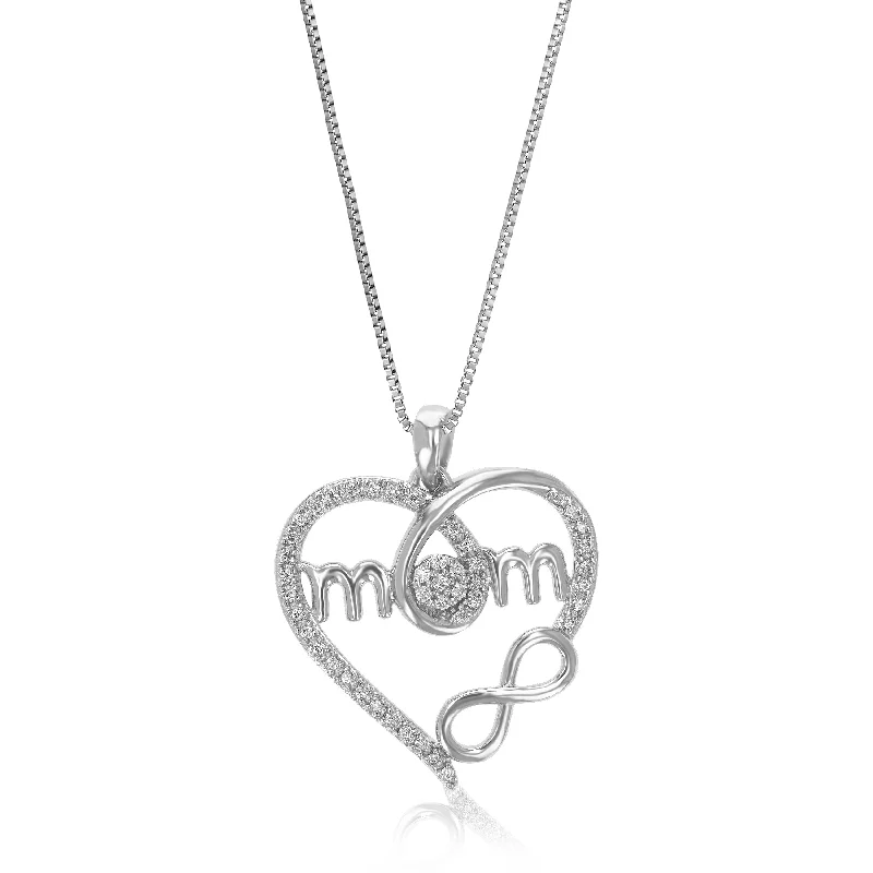 Fashion-Forward Geometric Jewelry For Contemporary Style 1/6 cttw Lab Grown Diamond Heart Pendant Necklace .925 Sterling Silver 3/4 Inch With 18 Inch Chain