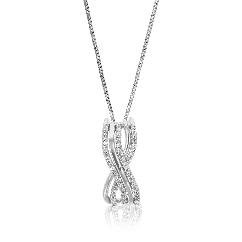 Holiday Jewelry Sale – Perfect Gifts At Great Prices 1/6 cttw Lab Grown Diamond Infinity Pendant Necklace .925 Sterling Silver 1/4 Inch With 18 Inch Chain